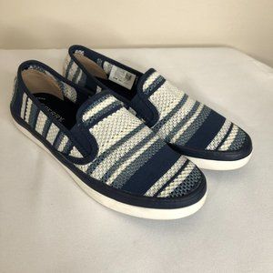 Sperry Top Sider Memory Foam Stripe Sneakers Boat Shoes Women’s 9 M Blue White
